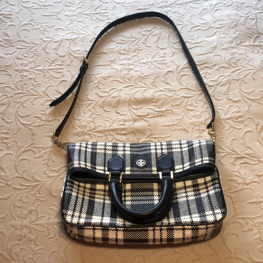 Tory Burch Black and White Patterned Shoulder Bag